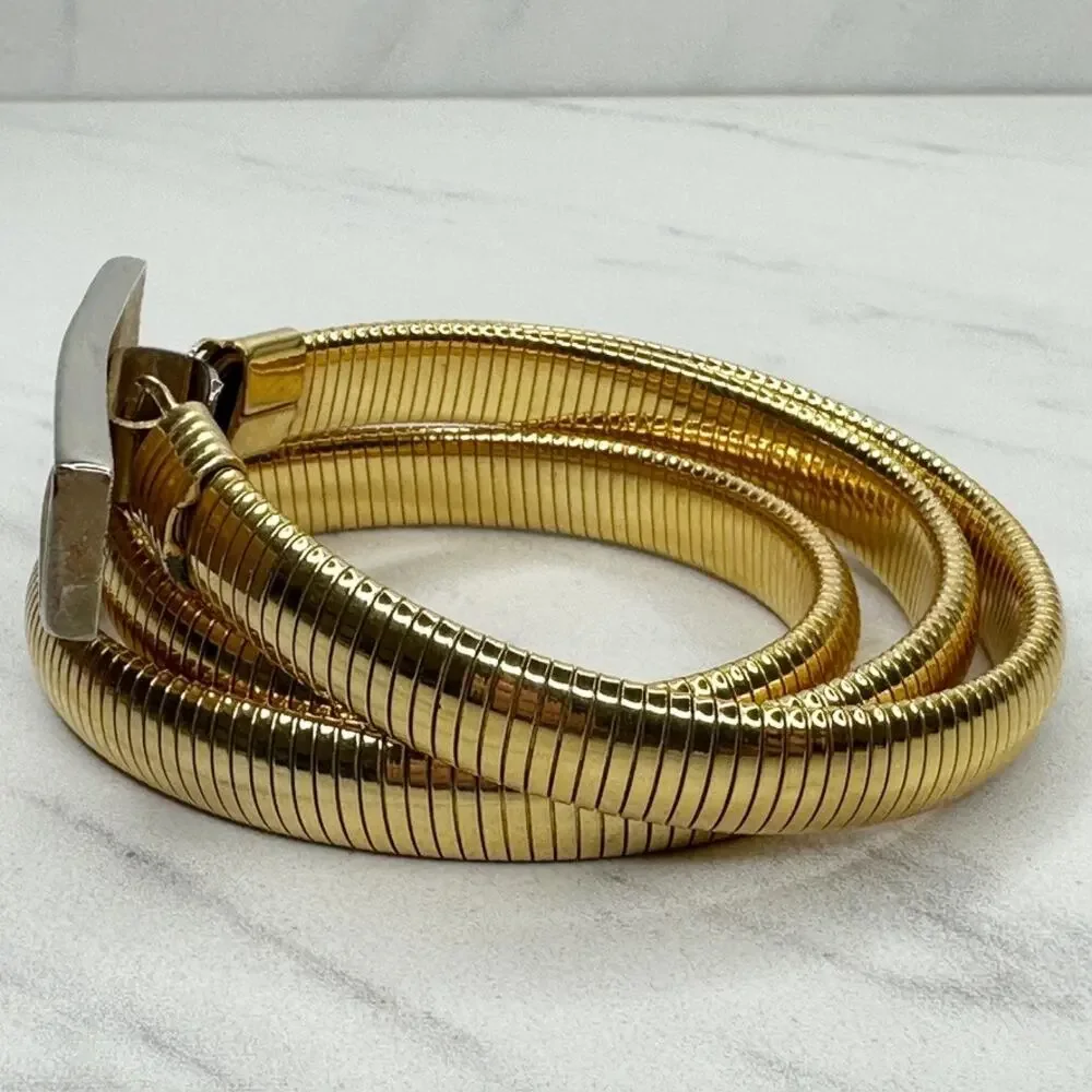 Vintage Gold Tone Coil Stretch Cinch Belt Small (S) ✨
